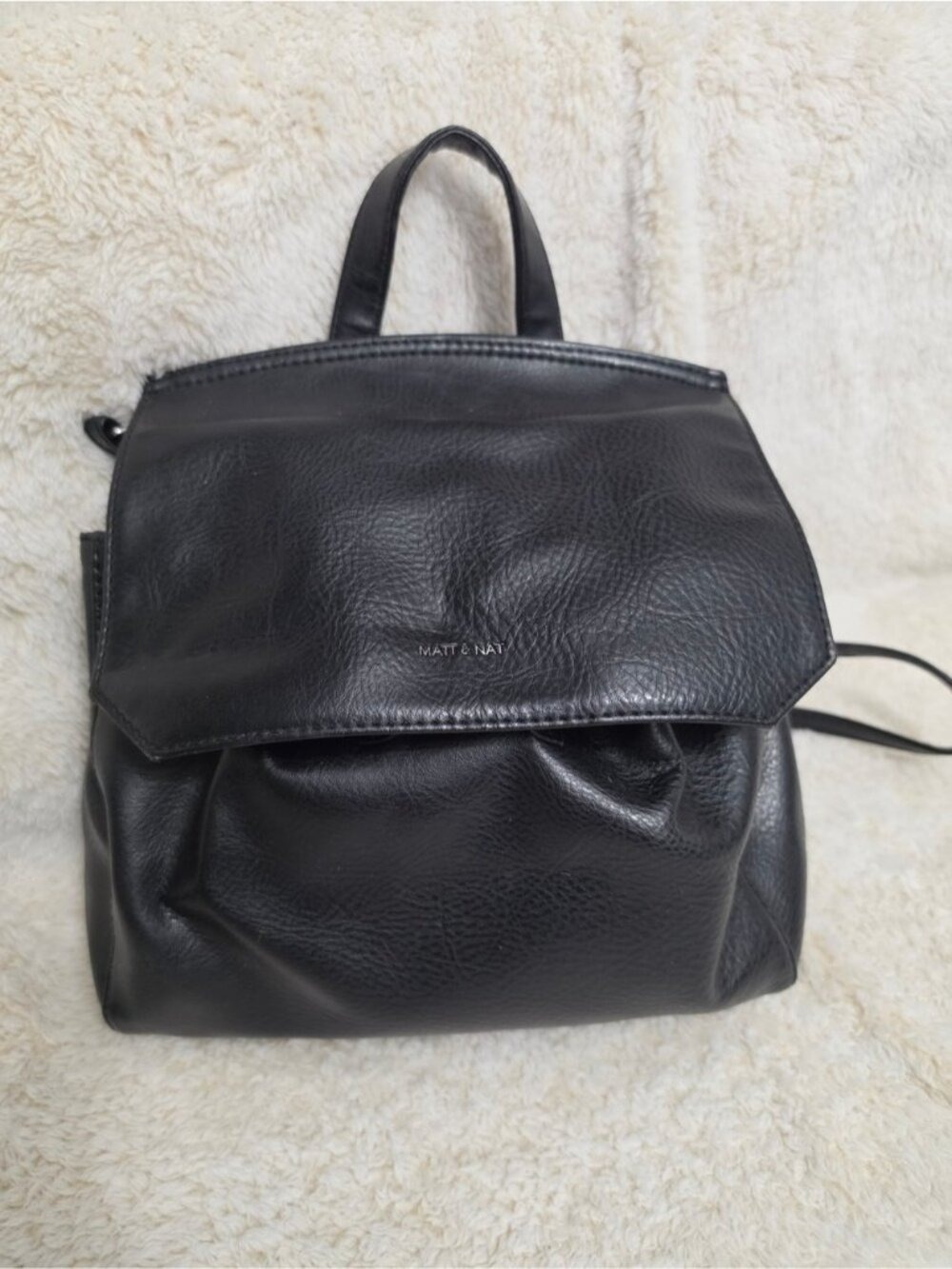 Medium Matt & Nat Black Fabi Mini Backpack Vegan Leather